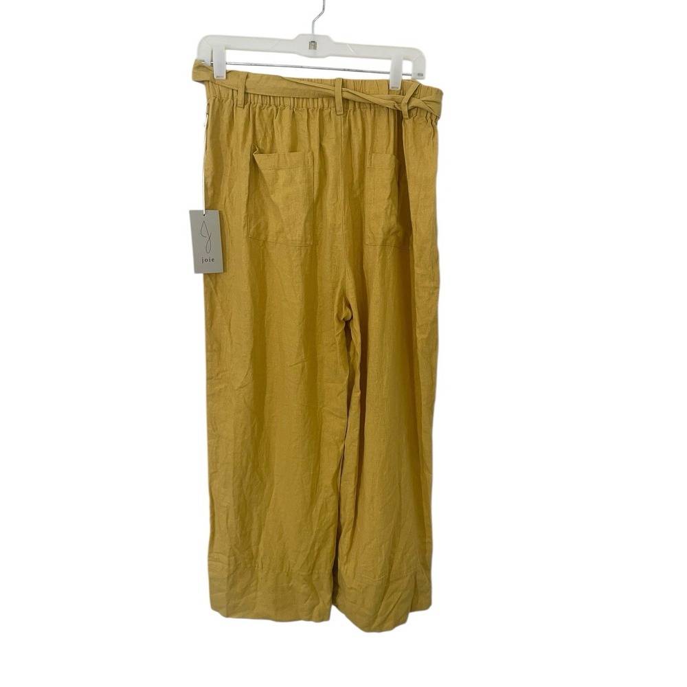 Joie Linen Blend Mustard Yellow Wide Leg Pants Large Beachy Minimalist Lagenlook - Picture 2 of 6